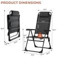 thumbnail image 5 of TLSUNNY Folding Patio Chairs Set of 2, Outdoor Portable Recliner W/ Adjustable Back, Removable Headrest, Armrest, Foot Pad, for Camping/Garden/Pool, 5 of 11