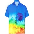 thumbnail image 4 of LA LEELA Men's Hawaiian Shirts Short Sleeve Button Down Shirt Mens Casual Shirts Holiday Tropical Beach Summer Party Shirts for Men Funny M Forest, Blue, 4 of 6