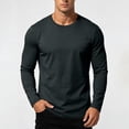thumbnail image 5 of Xaqiouau Mens Pure Cotton Crew Neck Regular Shoulder Versatile Fit Long Sleeve Pullover Top Solid Tone Basic Undershirt Navy XXL, 5 of 8