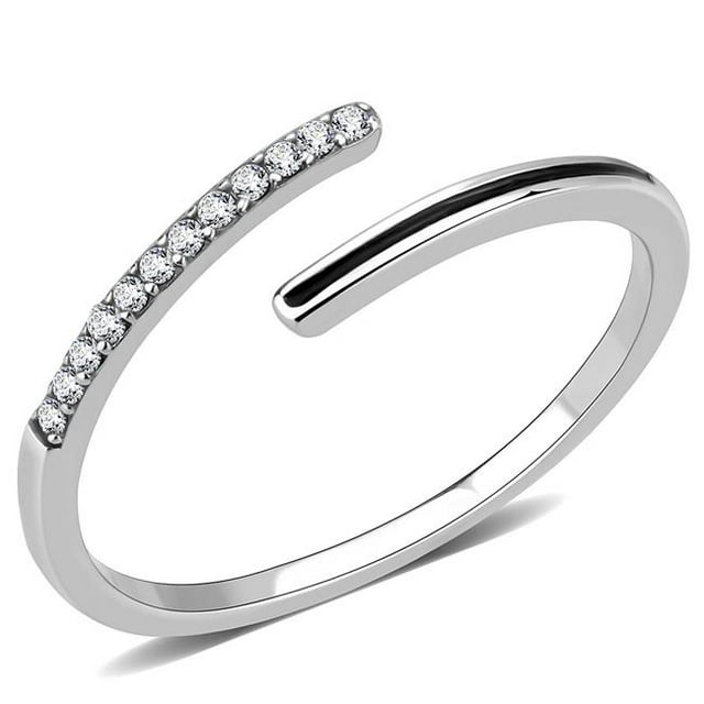 Women No Plating Stainless Steel Ring with Epoxy in Jet - Size 7