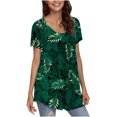 thumbnail image 5 of IROINNID Women Fashion Printed Casual Leisure Round Neck Short Sleeve Women Loose Tunic Blouse Tops Spring, 5 of 6
