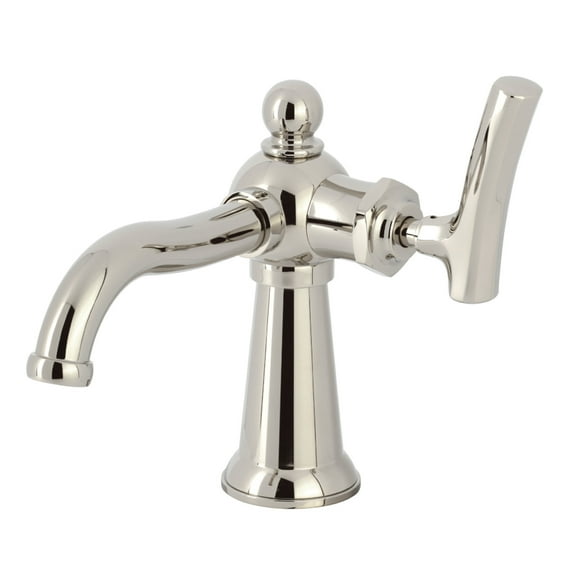 Kingston Brass KS3546TKL Hallerbos One-Handle 1-Hole Bathroom Faucet with Push Pop-Up Drain in Polished Nickel