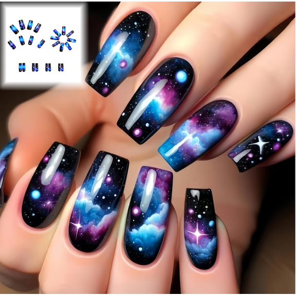 24PC Patriotic Star Stripe Nail Stickers Blue Red Flag Design Self-Adhesive Film Easy Press-On Decals DIY Manicure Salon Nail Art Decorations