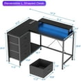 thumbnail image 3 of L Shaped Computer Desk with Power Outlets LED Lights Drawers Shelves Corner Gaming Desk Home Office Workstation Modern Ergonomic Design,Black, 3 of 7