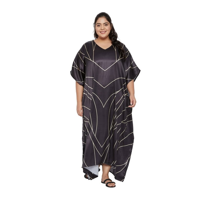Robes Caftans en Satin de Polyester pour Femmes Grande Taille Longues Maxi Kimono Caftans pour Dames