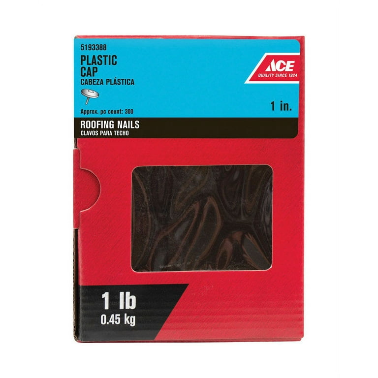 Ace 1 in. Cap Galvanized Plastic/Steel Nail Flat Head 1 lb Ace 1 in. Cap Galvanized Plastic/Steel Nail Flat Head 1 lb