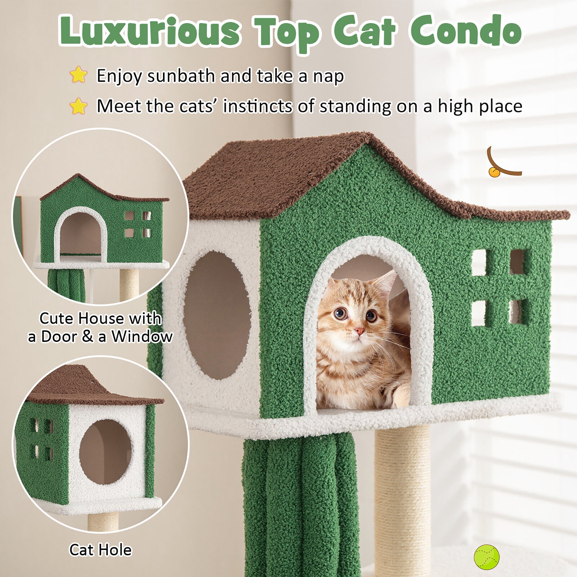 Gymax 7-Tier Modern Cat Tree Tower 61'' Cat Climbing Stand with Sisal Scratching Posts