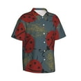 thumbnail image 3 of Xecao Ladybug print Hawaiian shirt - a stylish short-sleeve button-down for men, perfect for casual beach and tropical outings., 3 of 9