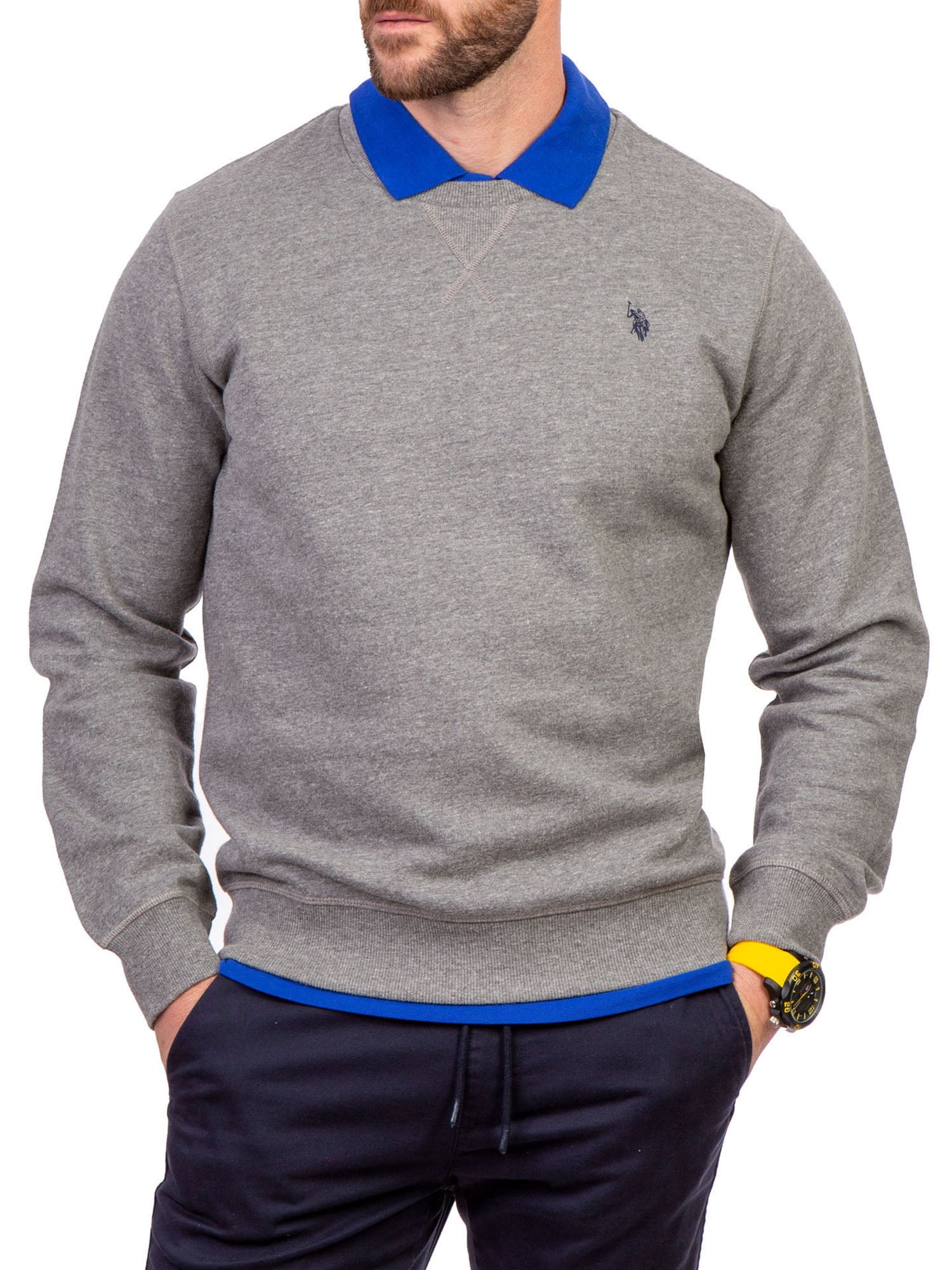 Mancave Men Slim 4 Color Block Print Full Sleeve Cuffed Computer Knit Sweater 