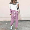 thumbnail image 2 of YUGYXL 2 Piece Sweatsuits for Women Lightweight Comfy Plus Size Outfits Fashion Crew Neck Color Block Sweatshirt and Solid Sweatpants Tracksuits Set Today Clearance, 2 of 6