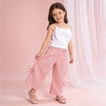 thumbnail image 2 of kpoplk Girls Outfit Sets Baby Clothes Toddler Summer Outfits Sleeveless Ruffle Halt Er Tops Wide Leg Pants Kids Clothing Set Girls Holiday Dresses Sets Size 5-6 Years,Pink, 2 of 6