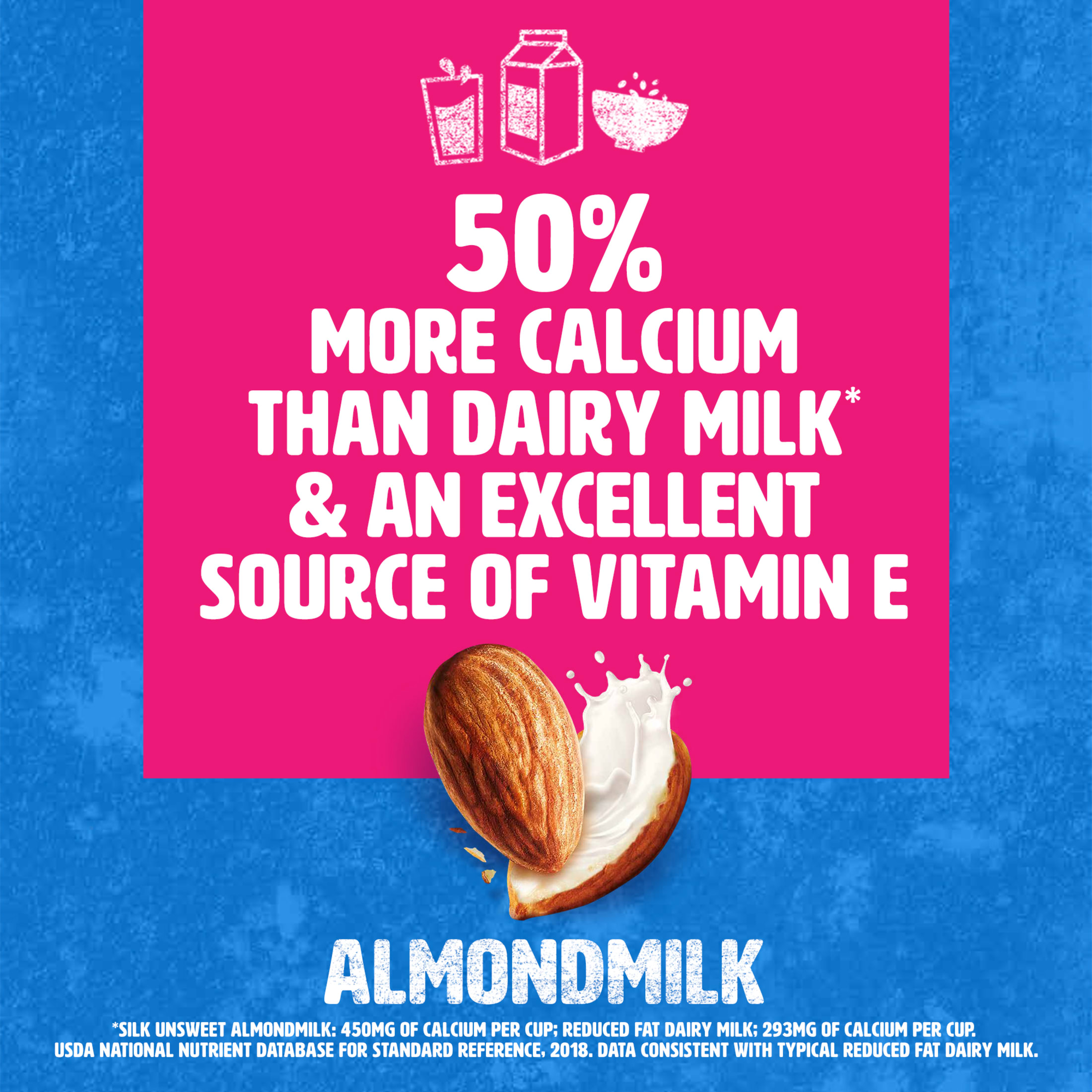 Silk Shelf Stable, Dairy Free, Lactose Free, Gluten Free, Unsweetened Almond Milk, 32 fl oz Quart, 6 Count