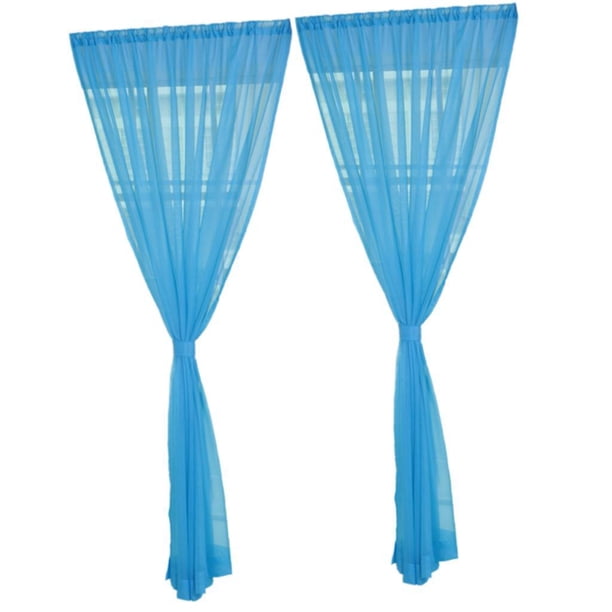 Inteprter Cortina de cocina de 2 paneles, puerta transparente, ventana, gasa, café, 200 x 270 cm Decoración del hogar Cielo azul 100 x 270 cm 2 piezas