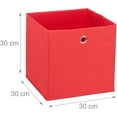 thumbnail image 3 of Ensemble de 2 Boîtes de Rangement, Tissu Carré, Cubique, 30X30X30 cm, Rouge, Polyester, Carton, 30 X 30 X 30 cm, 3 of 6