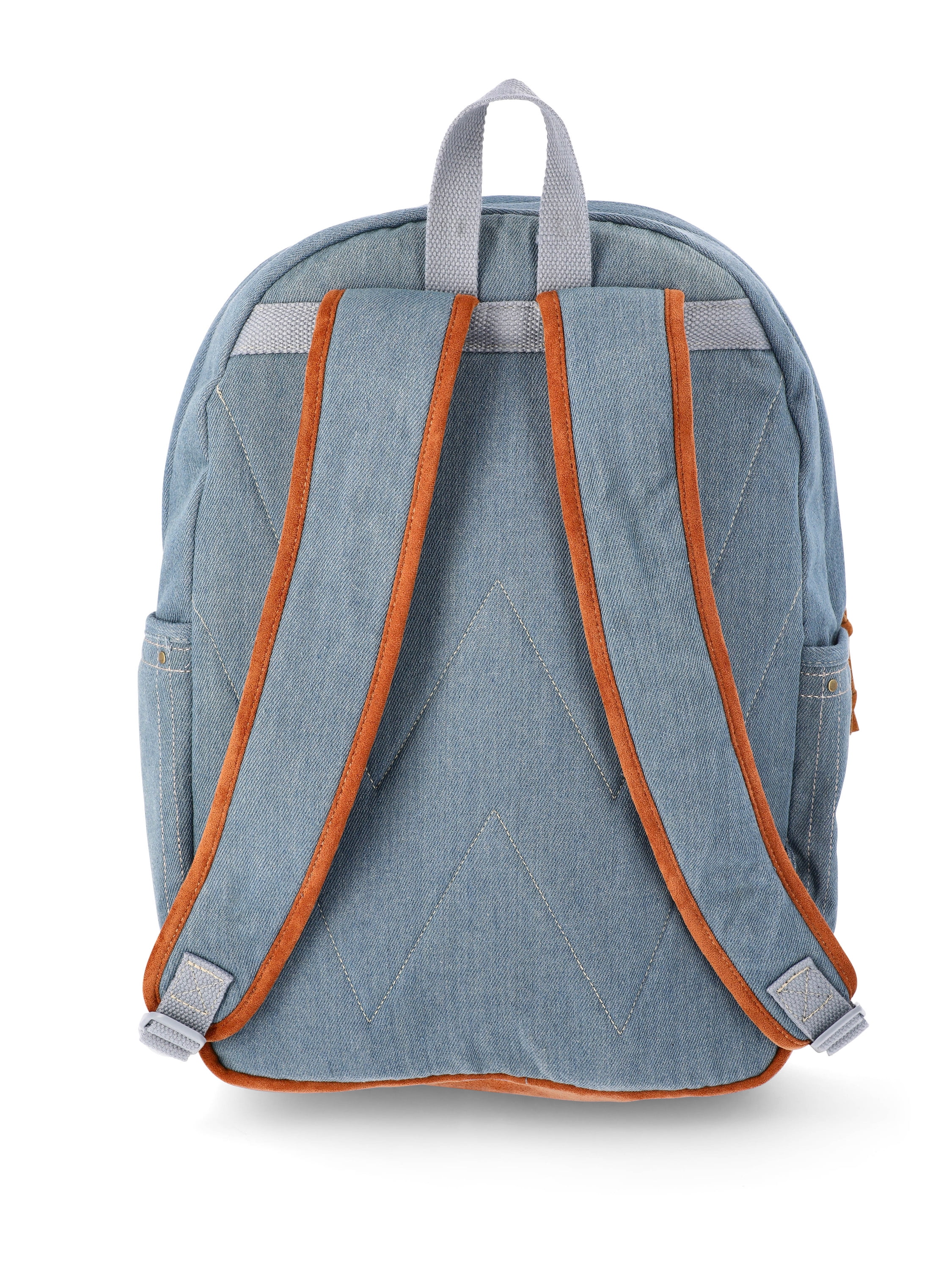 Wrangler Unisex Denim and Faux Suede 17" Laptop Backpack, Washed Denim