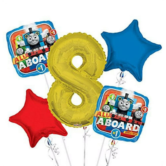 Thomas The Tank Balloon Bouquet 8th Birthday 5 pcs - Party Supplies