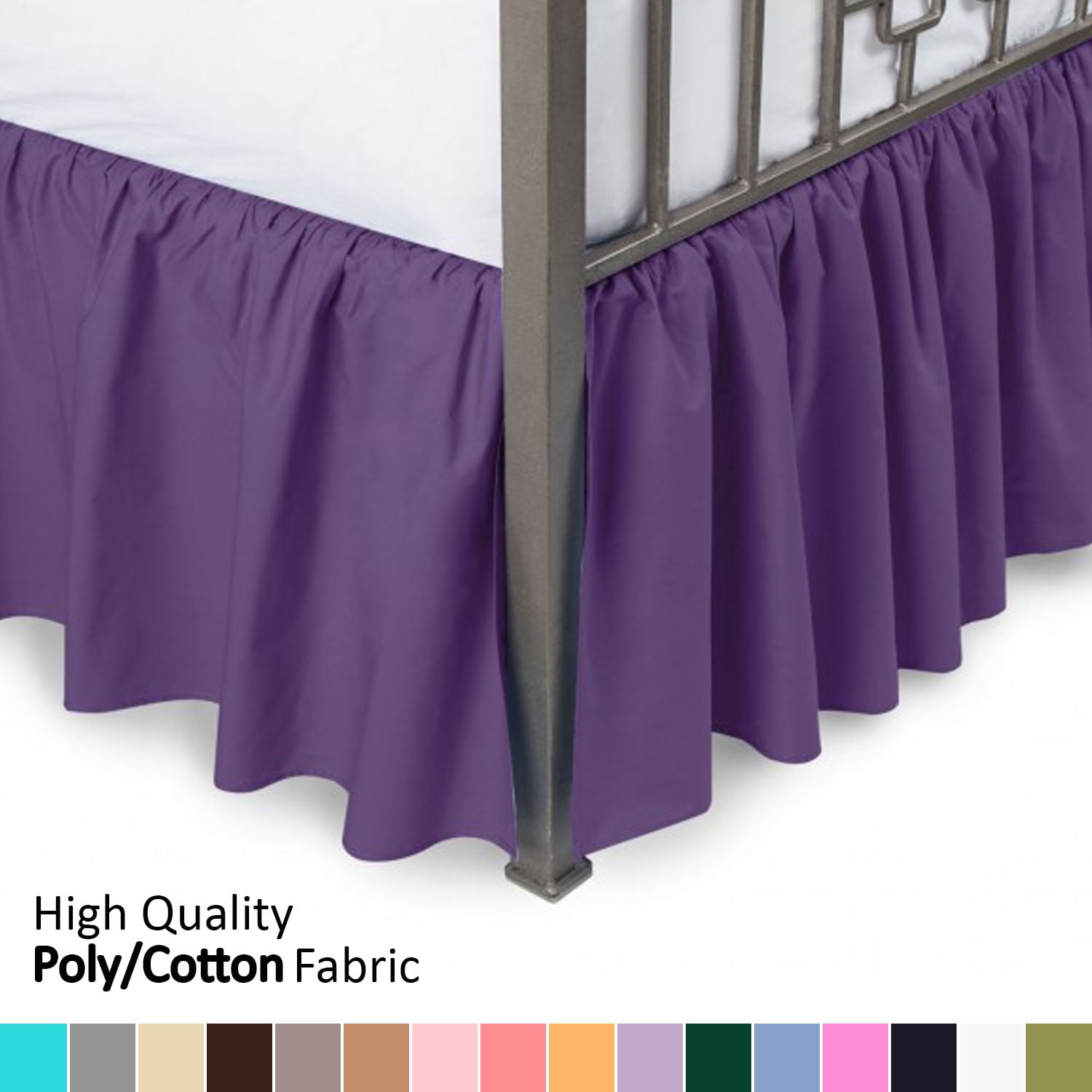 Ruffled Bed Skirt with Split Corners King, Grape, 18" Drop Bedskirt