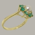 thumbnail image 3 of LBG British Made 10k Yellow Gold Womens Ring Cultured Pearl & Emerald Statement Ring - 33 size options - Size 7.5, 3 of 6