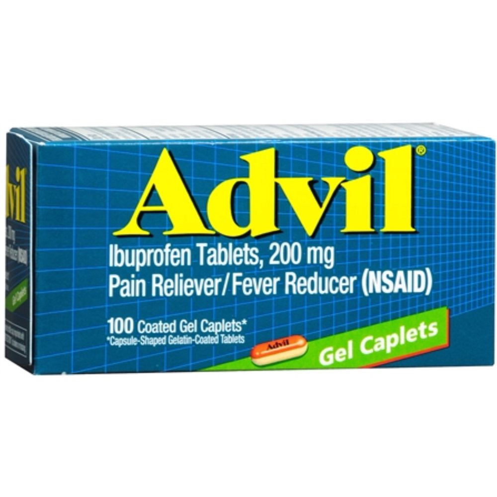 Advil Gel Caplets 100 Caplets (Pack of 3)