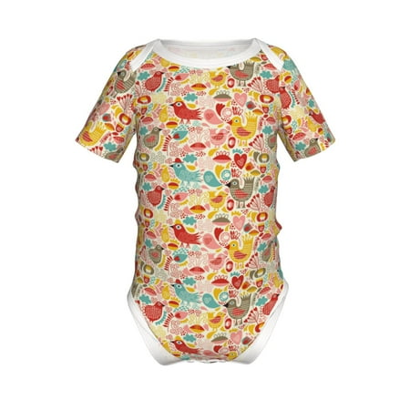 

Gaeub Colorful Chicken Print Infant Climbing Onesie Toddler Outfit Newborn Baby Bodysuit Baby Boy Girl Clothes -12 Months