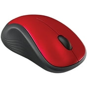 Logitech Full-Size Wireless Mouse, USB Nano Receiver, 1000 DPI Optical Tracking, Ambidextrous, Red, Walmart Exclusive