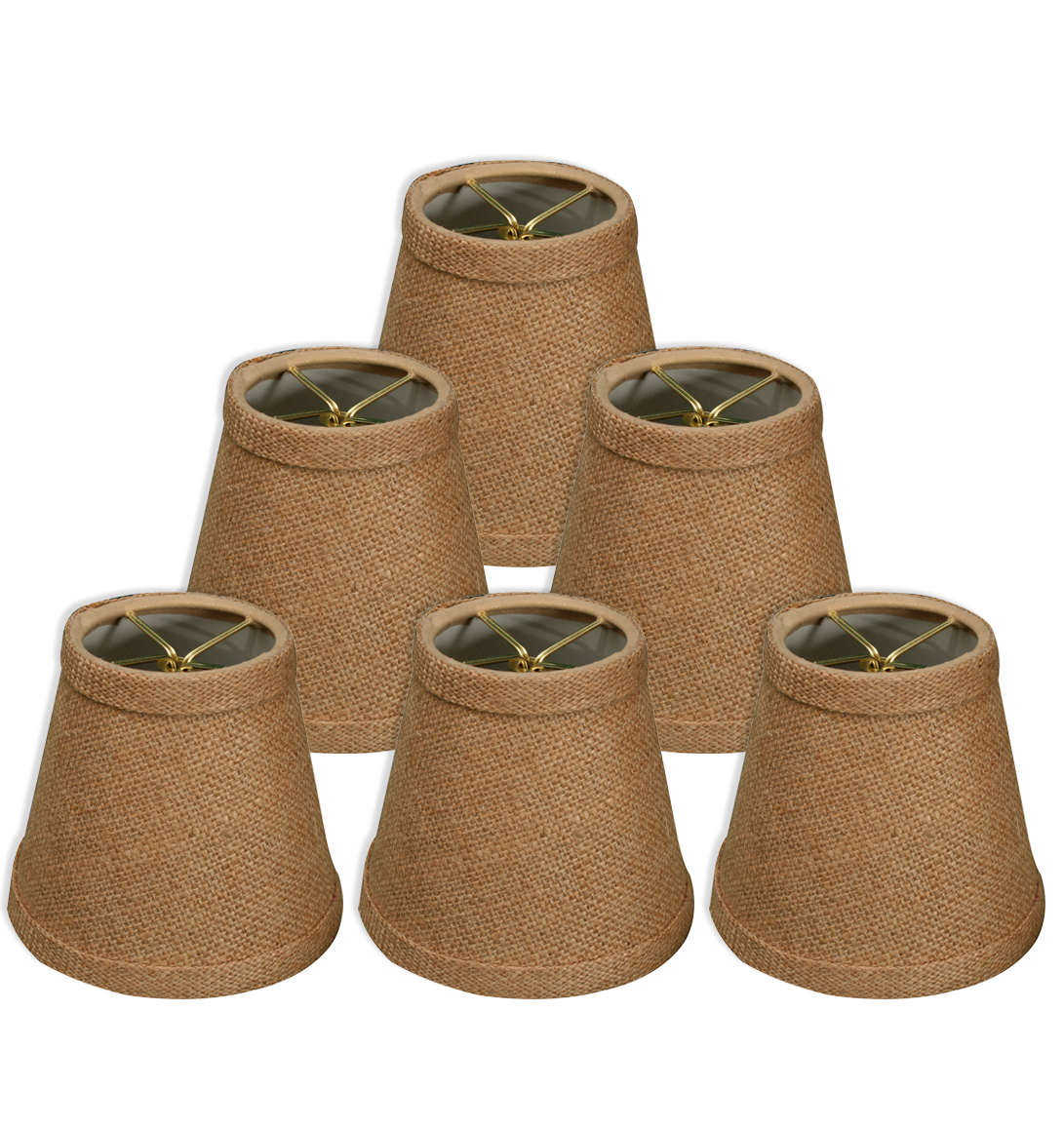 Urbanest 1100504c Chandelier Lamp Shades 6inch, Hardback, Faux Leather, Laced Trim, Clip on