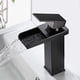 thumbnail image 3 of Grifo de baño negro, cascada, rectangular, de un solo orificio, cartucho de cerámica, grifo mezclador de fregadero cuadrado ajustable en frío y caliente, acero inoxidable mate, 3 of 5
