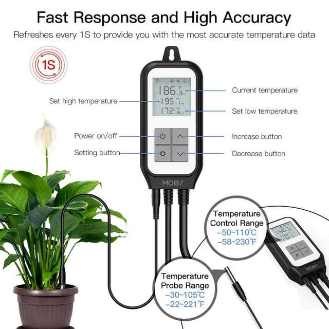 ziyahi WiFi Temperature Controller Thermostat Heating Cooling Outlet APP Control