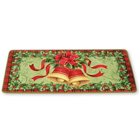 Christmas Bells Cushioned Anti Skid Mat Holiday Kitchen Rug