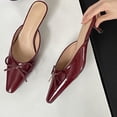 thumbnail image 4 of CHICVOMEY Women's Kitten Heel Mules - Pointed Toe Slip-On Dress Shoes with Bow for Wedding Work Evening  Mules for Women, 4 of 6