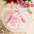 thumbnail image 6 of CAICJ98 Baby Girl Clothes Fall Winter Outfit Long Sleeve Ruffle Romper Plaid Skirt Bow Headband 3 Pcs Set (Pink,3-6 Months), 6 of 8