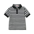 thumbnail image 3 of Huanglei Toddler Boys Girls Short Sleeve Summer Casual Striped Gentleman Tops Holiday Shirts T Shirt Boys' Graphic Tees Breathable Trendy Tops, 3 of 8