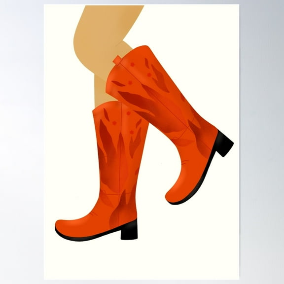 Red Cowboy Boots Poster Wall Art, Modern Wall Decor For Living Room Bedroom, 8x12 UNFRAMED