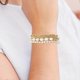 thumbnail image 4 of CHAO Delicado juego de pulseras de cuentas de cristal y perlas doradas para mujer, pulsera de cuentas de cristal y perlas chapadas en oro real de 14 quilates, pulseras de cadena de eslabones con clip, 4 of 5