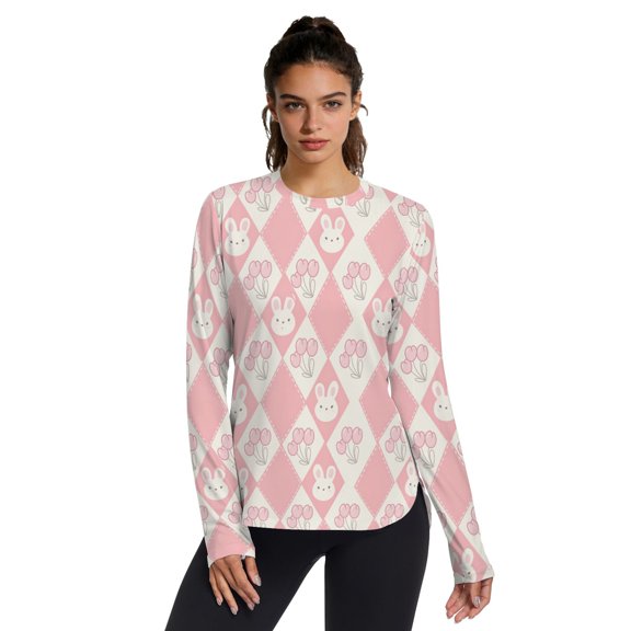 Rabbit Heart Women UPF 50  UV Shirts Long Sleeve with Thumb Holes Workout Sun Shirt Quick Dry Athletic Hiking Tops