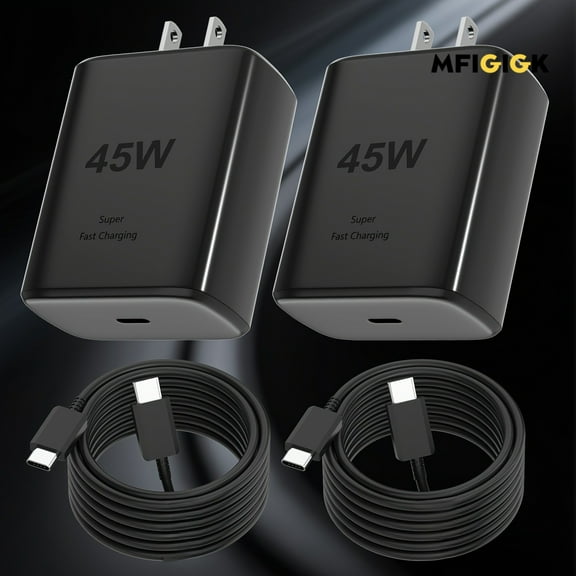 MFIGlGK [Fast Charger] 2 Pack 45W Super Fast Charger Type C | 45 Watt USB-C Wall Charging Block for S23/ Ultra/ S22/ S21/ S20/ Note10/ 20, for iPhone 16/ 15 Pro, Pro Max, Plus with 2x MFIGlGK