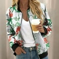 thumbnail image 2 of Luwomo Womens Jackets Lightweight Zip Up Long Sleeve Zipper Floral Print Loose Fit Sports Outwear Regular Blouses Green,2XL, 2 of 8