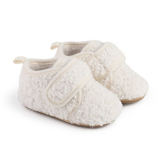 Newborn Baby Sneakers Soft Sole Winter Boots Warm Shoes With Hook Loop Closure Boys Girls Clothes White Size 0-6 Months