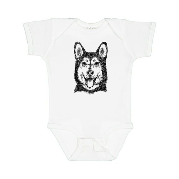 Inktastic Siberian Husky Sketch Portrait Boys or Girls Baby Bodysuit