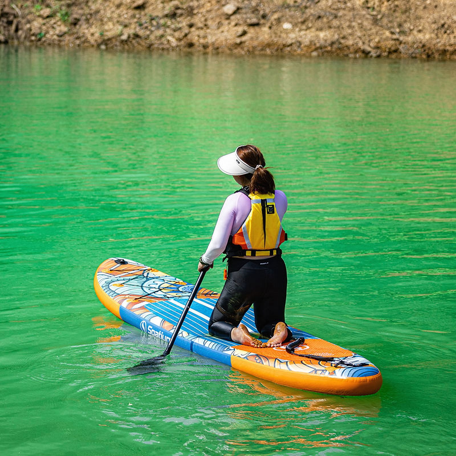 Spatium SUP Paddle Board Inflatable Stand Up Paddle Board with Backpack, Pump,Fins,Safety Rope Aluminum Paddles Mobile Phone Waterproof Bag, Repair Kit Inflatable Paddle Board for Adults Dream
