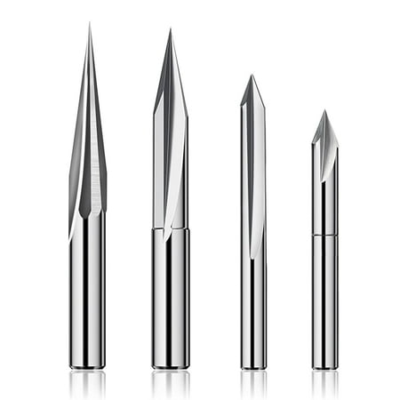

CNC Router Bits Set 1/4 Engraving Wood Carving Router Bit 6mm & 4mm V-Groove Bit Tungsten Steel - 4PCS