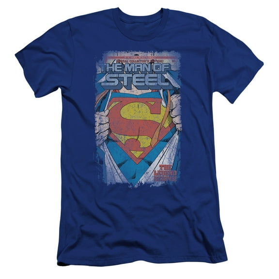 Superman Legendary Premium Adult Slim Fit 30/1 T-Shirt Royal Blue