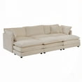 thumbnail image 6 of Super Soft U-Shaped Sectional Couch - 6 Seater with 3 Ottomans & 5 Pillows in Beige Chenille, 6 of 9