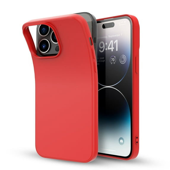 For iPhone 14 Pro Case, Liquid Silicone Case Phone Cover Slim Protective, Soft Anti-Scratch for iPhone 14 Pro 6.1 inch, Red
