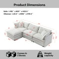 thumbnail image 4 of 105" Modular Sectional Sofa, Comfy Chenille Cloud Couch with Dual-Layer Cushions and Movable Ottoman, Deep Seat L-Shaped Couches for Living Room, Beige, 4 of 9