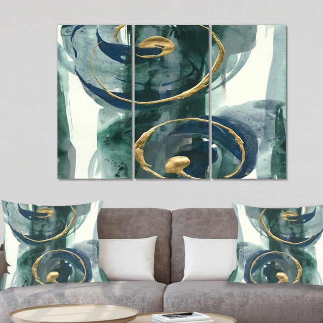Designart - Mettalic Indigo and Gold II - Posh & Luxe Premium Canvas Wall Art