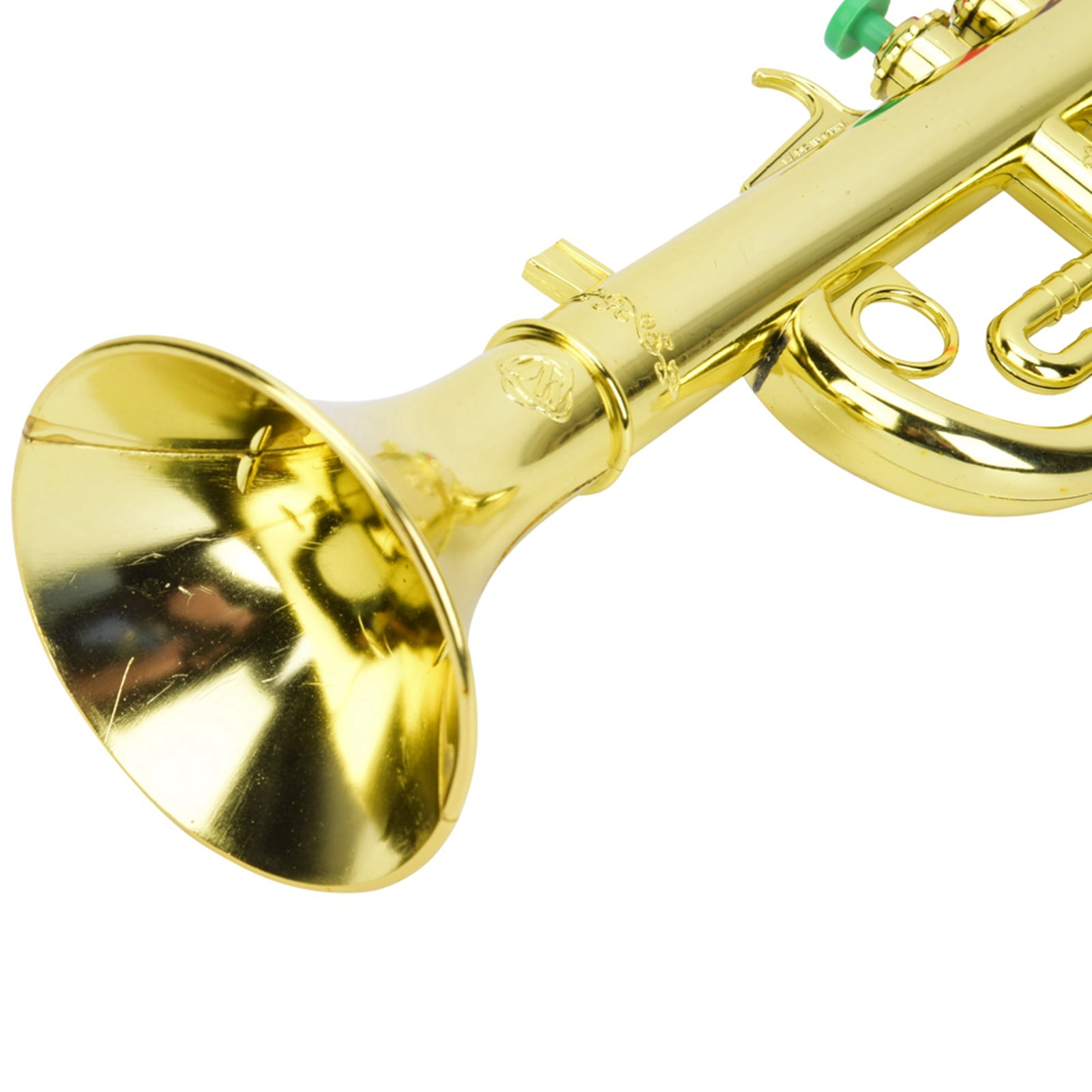 Kids Trumpet, Golden Plastic Trumpet Horn with 4 Colored Keys, Children's Trumpet Wind Instrument Brass Musical Instruments, Trumpet Toy Boys Girls