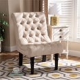 thumbnail image 2 of Baxton Studio Barthe Chaise d'Appoint en Tissu Beige avec Dossier Roulé, 2 of 9