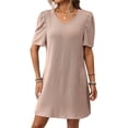 thumbnail image 4 of Staron Robe Femme Mode Manches Bouffantes Col Rond Ligne A Manches Courtes Robe de Plage, 4 of 7
