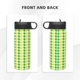 thumbnail image 3 of Fuzoiu yellow and green houndstooth Print 18oz Insulated Sports Kettle, Outdoor Sport Gym Stainless Steel Water Bottle With Straw Lid, 3 of 8